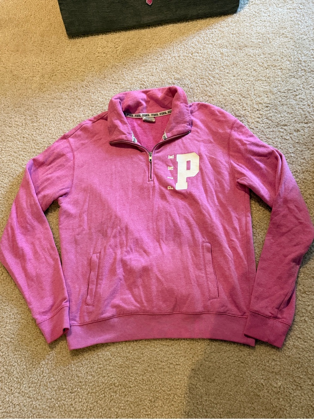 PINK Half-Zip Pullover Sweatshirt in Pink